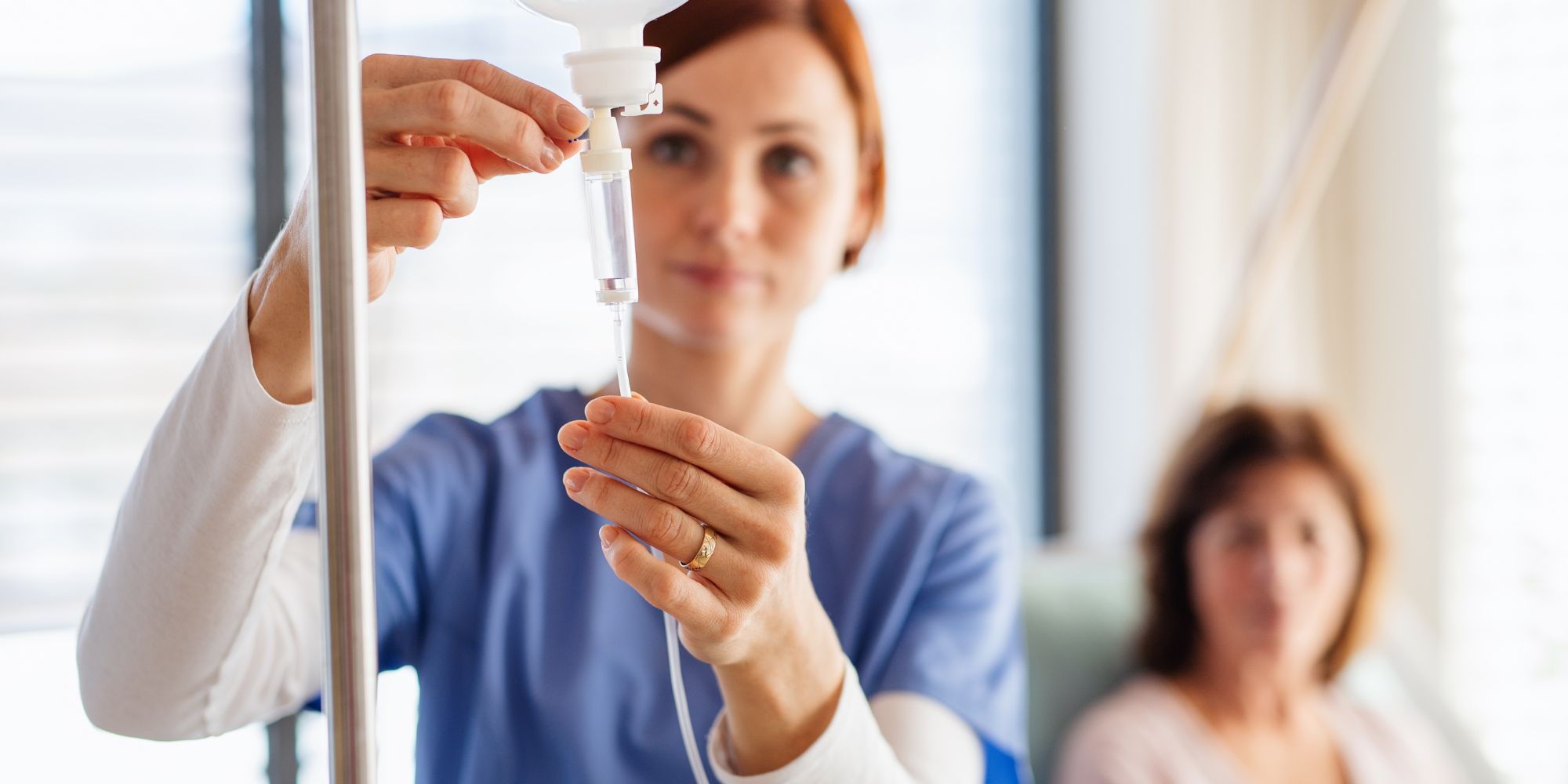 woman with iv bag