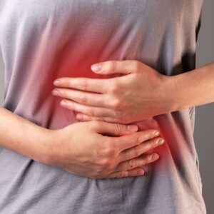 person with stomach pain
