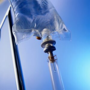 IV bag with blue background