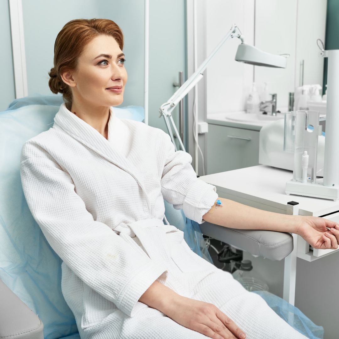 woman receiving IV ozone therapy
