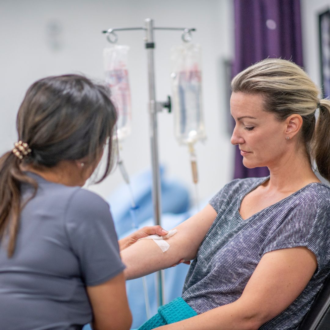 woman getting an iv