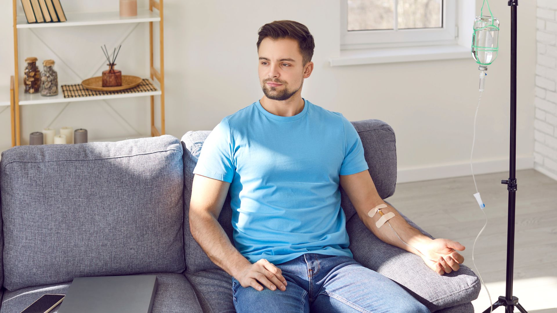 a man relaxing with an IV