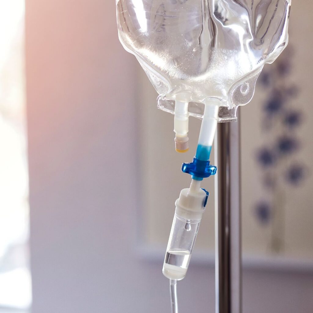 close up of IV drip