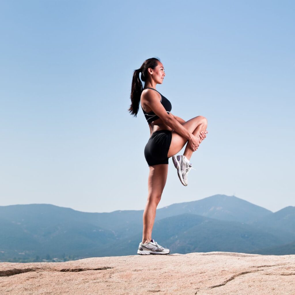 woman stretching legs