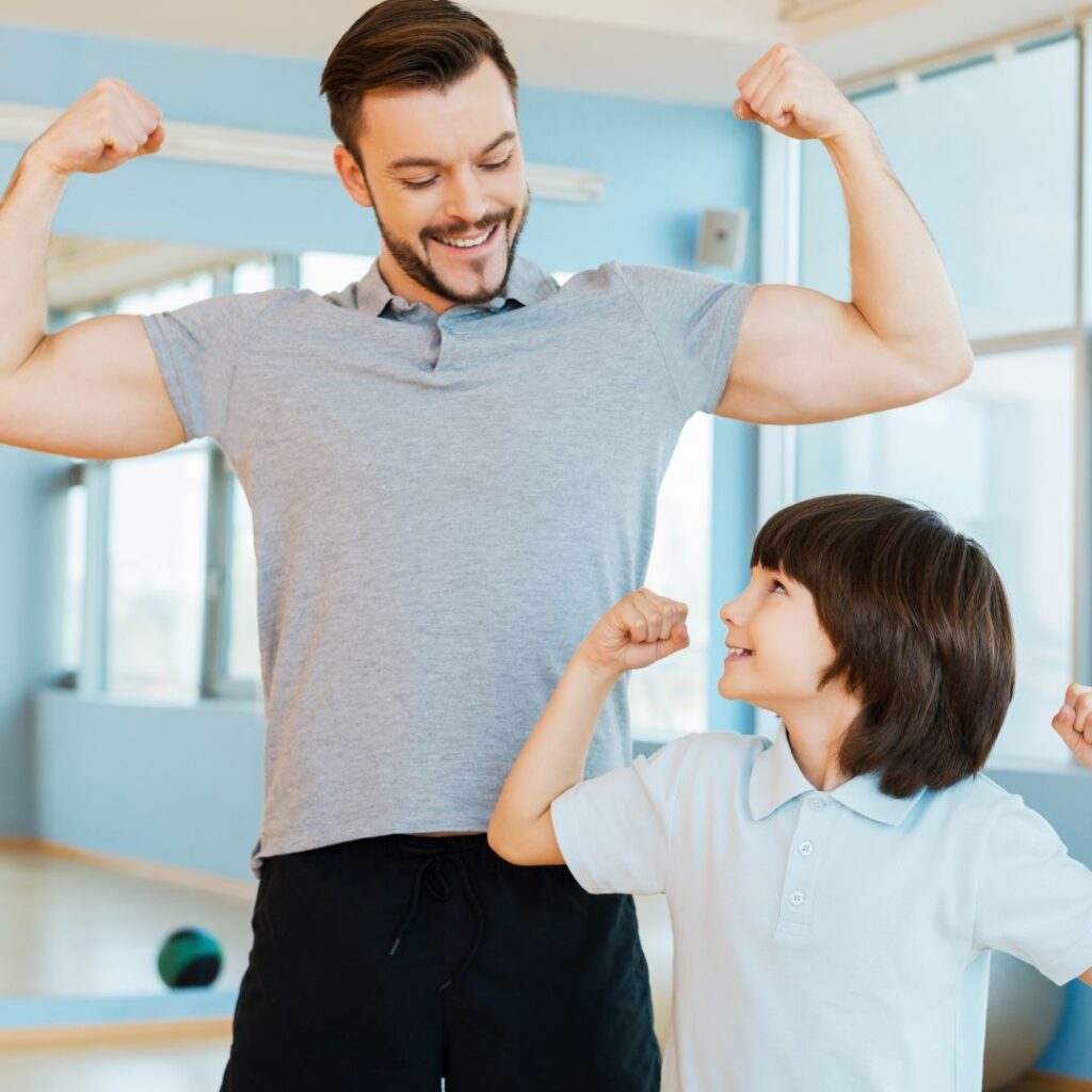 A healthy man with his son