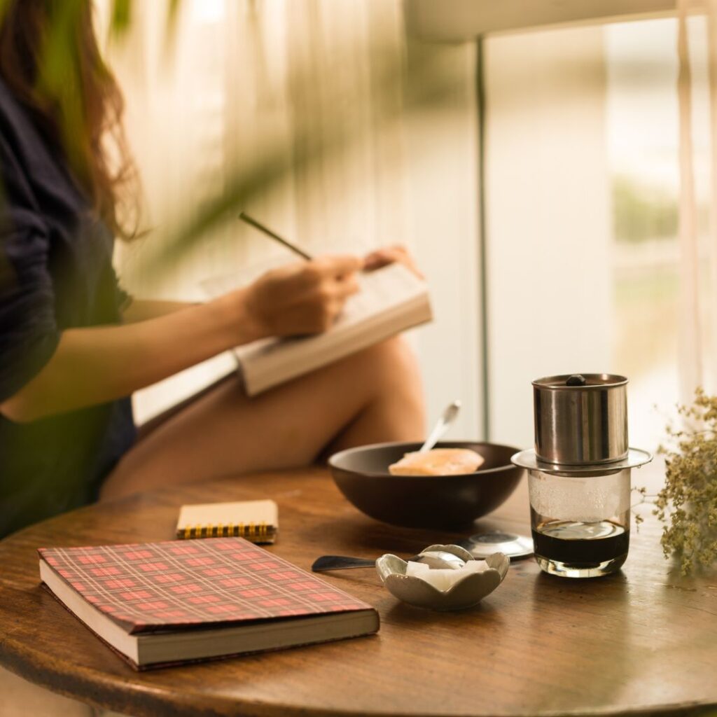 A woman relaxing at home