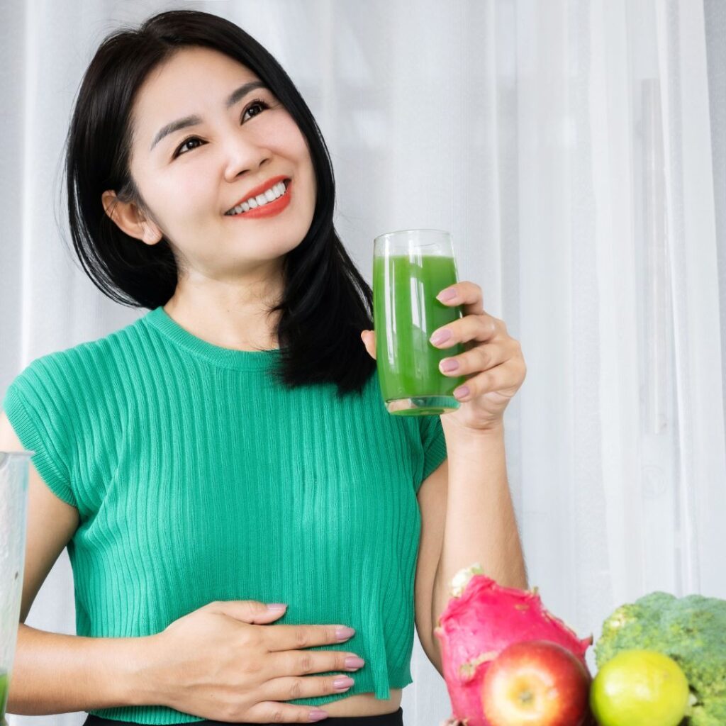Woman drinking a smoothie
