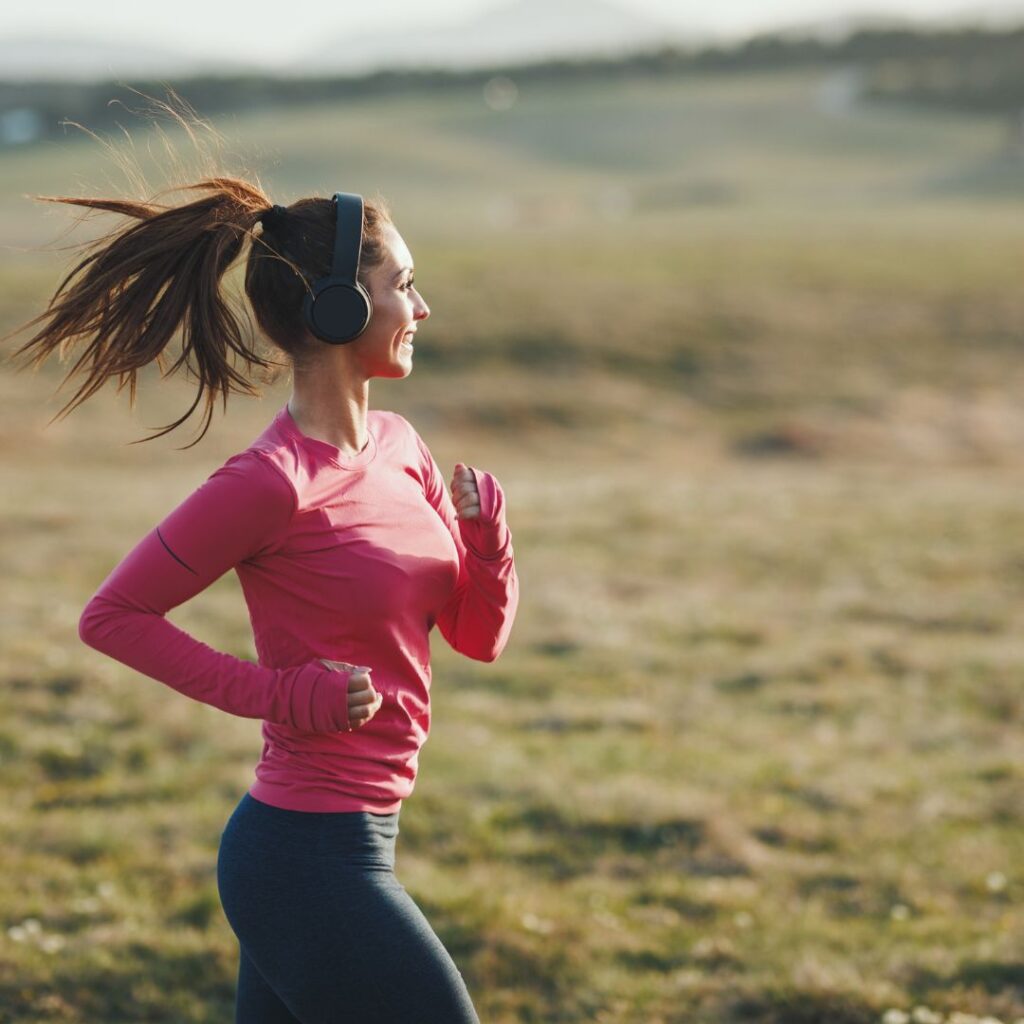 A woman going for a run