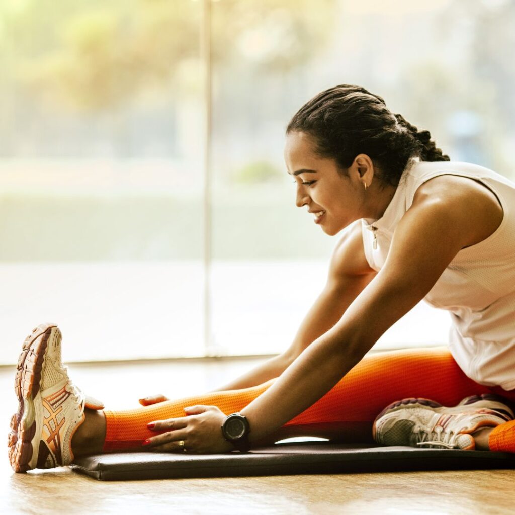A woman stretching for a workout