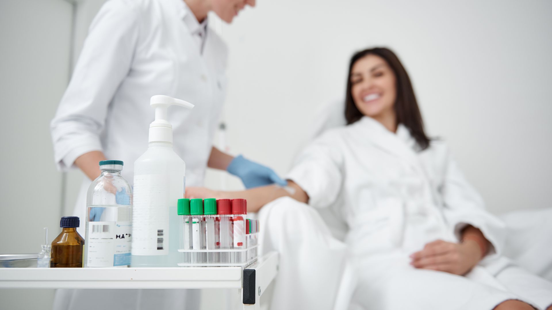 Woman getting an IV