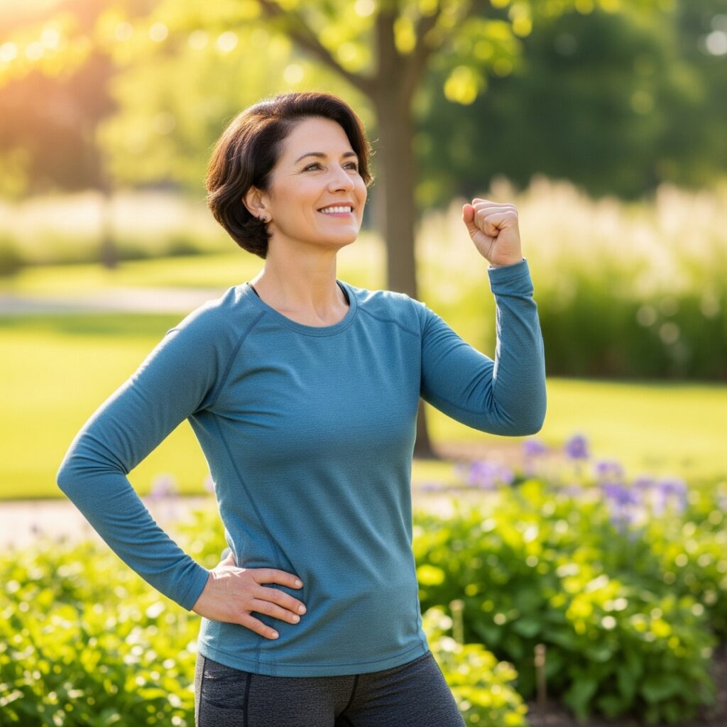 A person looking refreshed and energetic outdoors, symbolizing recovery.