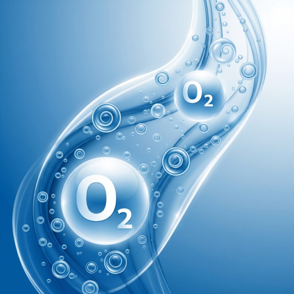 Abstract representation of oxygen molecules, symbolizing ozone therapy.