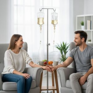 couple getting vitamin drip therapy