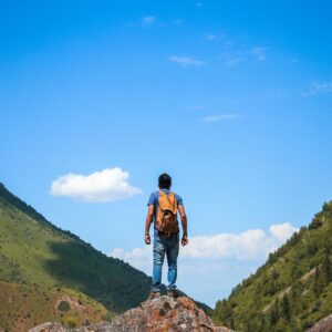 man feeling energized during a hike