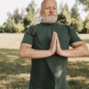 man in a calm state of mind after blood oxygen regulation