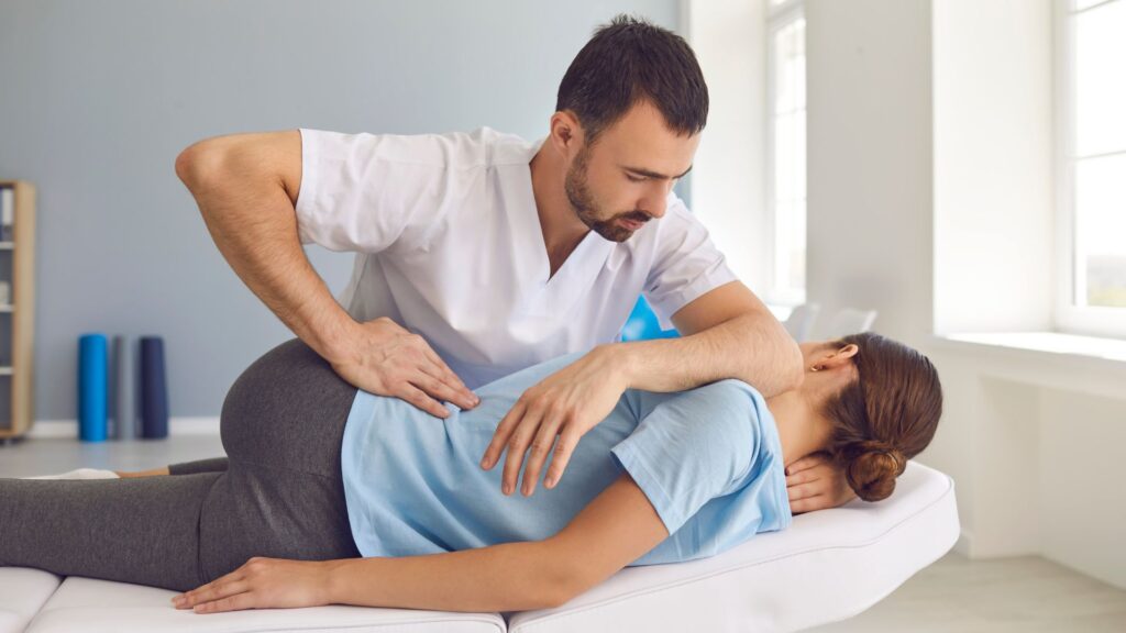 woman getting a chiropractic adjustment